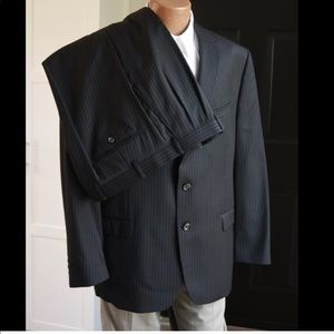 RL 100%Wool 2 Piece Pristine Suit Black Pinstripe